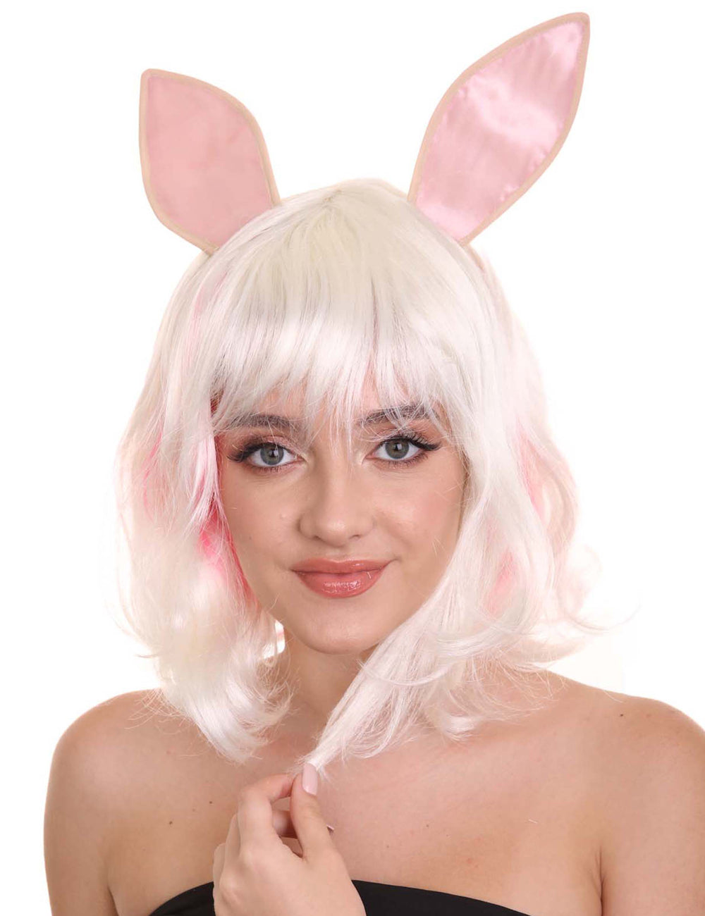 Wigs2you ハロウィン パーティー プレミアム レディース H-1452 簡単装着 快適なフィット感 イースターバニー ホワイト&ピンク ウィッグ II