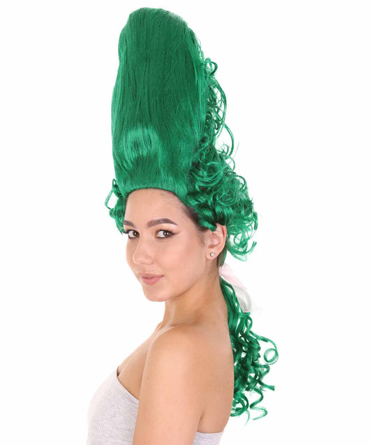 コロニアルレディ ラージビーハイブグリーンウィッグ H-4452 歴史的時代 17世紀 18世紀アップドウィッグ プレミアムハロウィンウィッグ