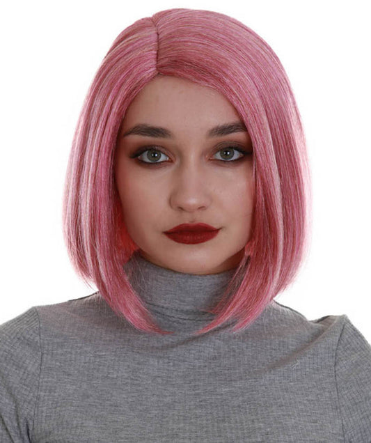 ハロウィンパーティープレミアム レディース H-5273 ローズゴールド ストレート トレンディ イントロバーテッドボブウィッグ ピンク