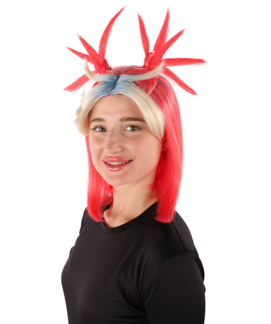 女性用H-5899 人気のある英国のドラッグクイーン マルチカラー ウィッグ ハロウィンに最適 難燃性合成ファイバー