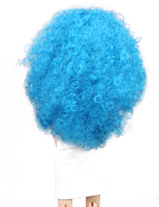 滑らかなまっすぐなバング ポンポンのような大きなボリュームのコットンキャンディスタイル カーリー WD-4023 ドールウィッグ ネオンブルーの色