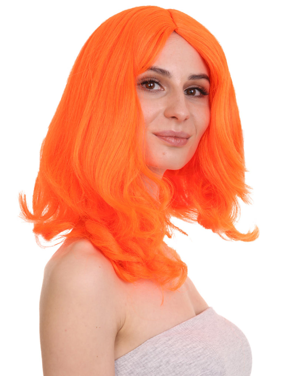 Wigs2you ハロウィン パーティー プレミアム レディース H-1298 着けやすい 快適なフィット感 ネオンオレンジ ページボーイ ウィッグ