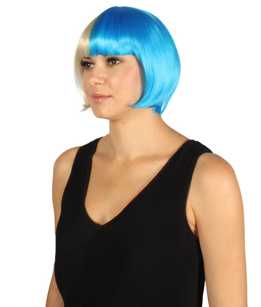 ハロウィンパーティープレミアムレディース H-4060 二色調ブロンド&ブルーショートボブウィッグコレクション