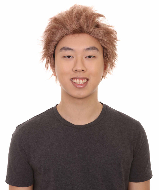 ハロウィンパーティー プレミアム 男性用 H-2502 ブラウン ショート ウィッグ