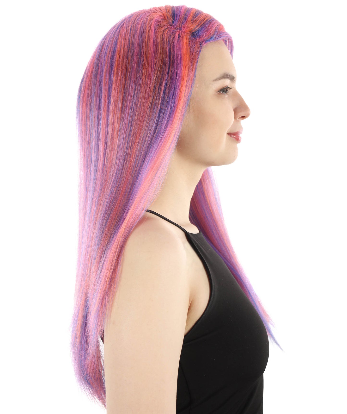 女性用ロングストレートサイドパートコスプレウィッグ ピンクオンブレ H-5220_31 ファンシースタイル プレミアムハロウィンパーティーウィッグコレクション
