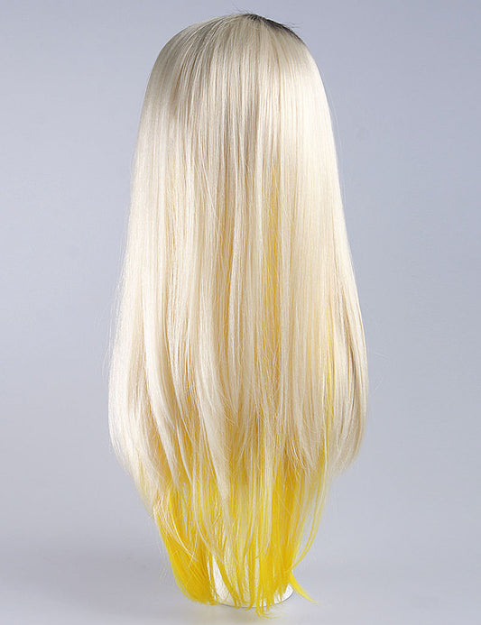 凶悪な花嫁大人女性のかつら|ブロンドのコスプレ・ハロウィンかつら|高級な空気を通すCaplessなキャップH-386