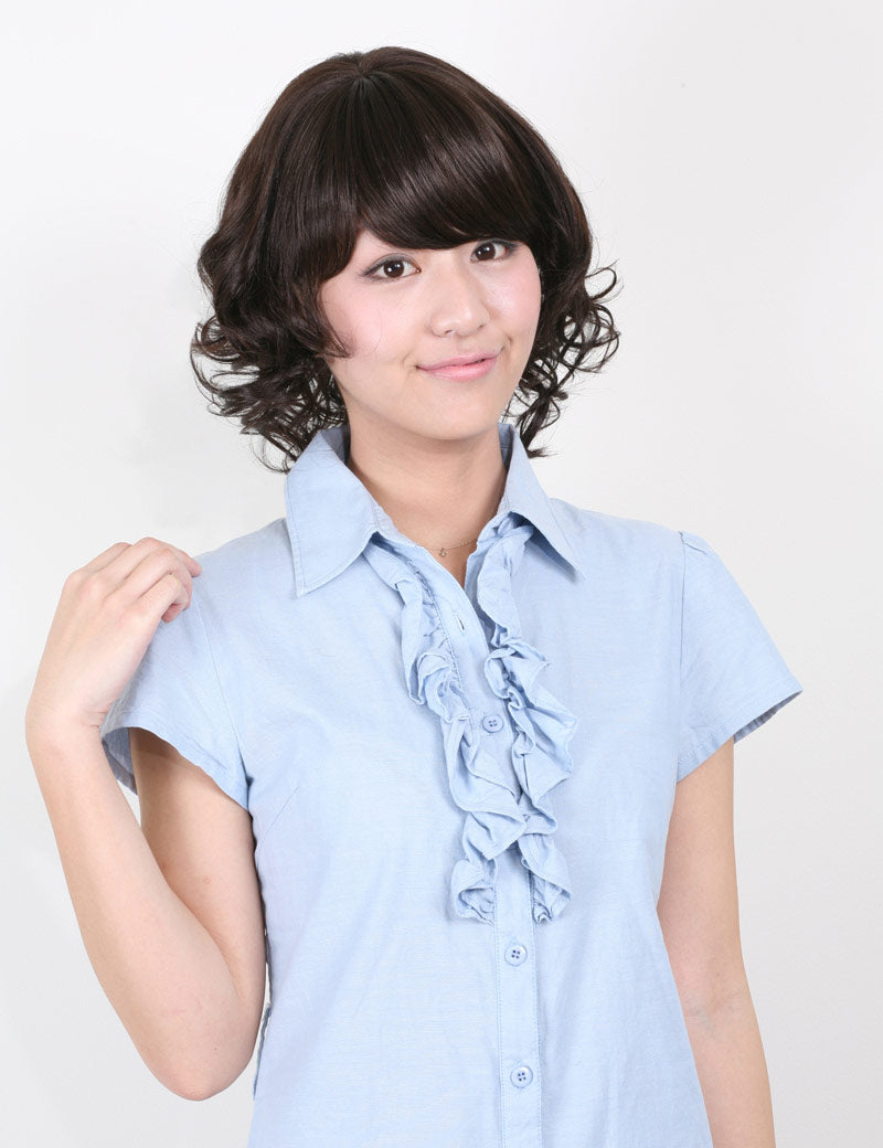 "耐熱商品☆くりくりカールで可愛く仕上がりました!人気のショートスタイルです♪ ウィッグネット付き♪ W-568 "