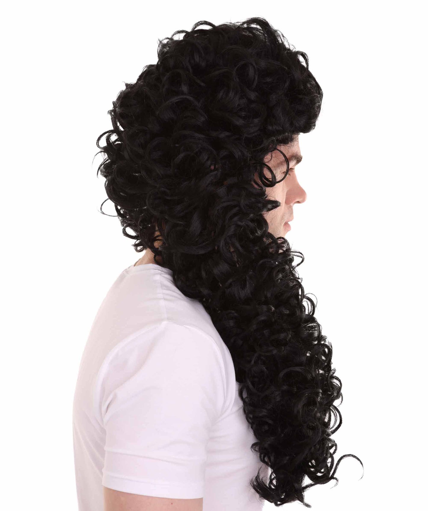 ハロウィンパーティ プレミアム 男性用 H-4785 海賊キャプテン ロングカーリーブラックウィッグ