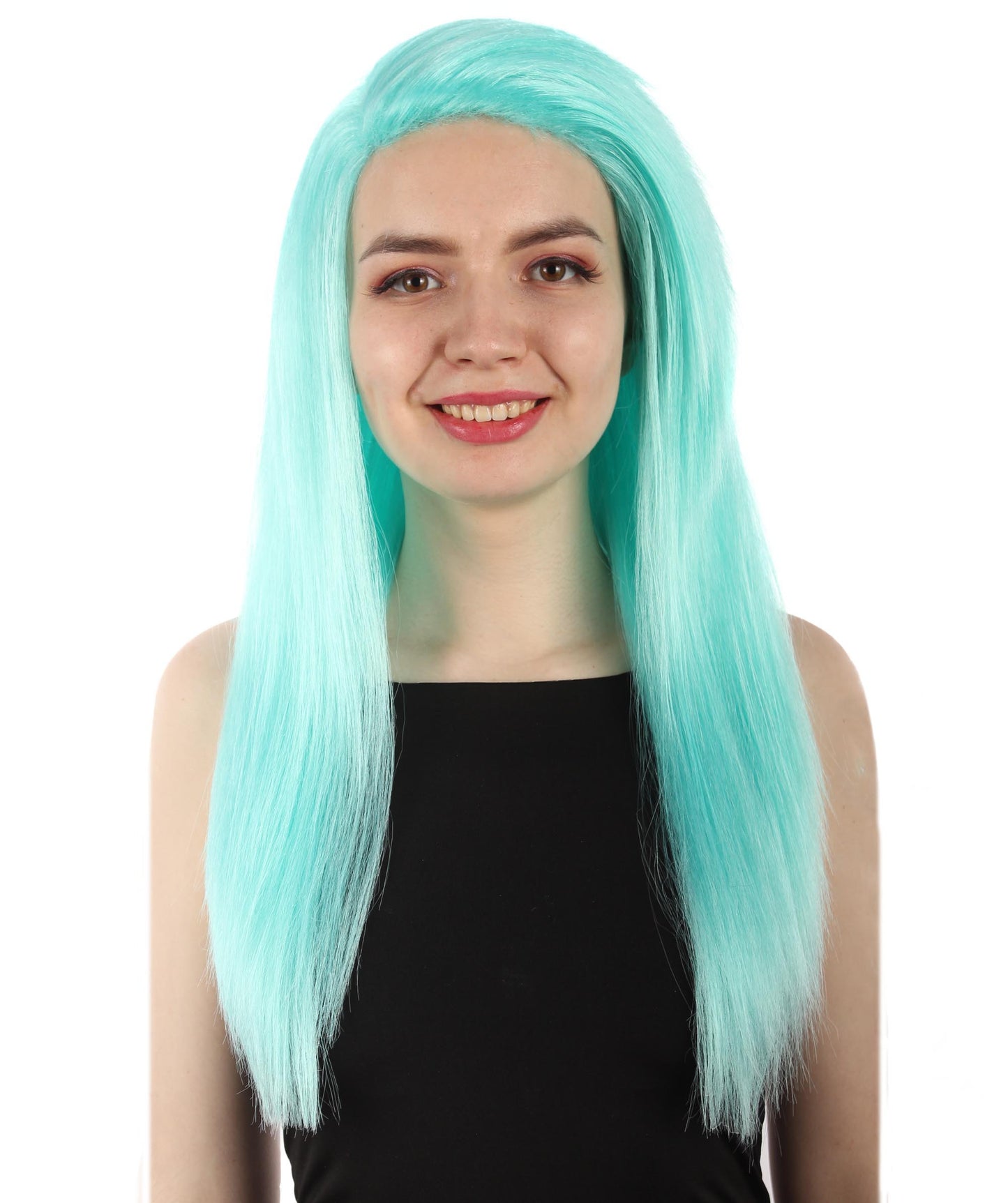 女性用ロングストレートサイドパートコスプレウィッグ ライトブルー H-5220_10 ファンシースタイル プレミアムハロウィンパーティーウィッグコレクション