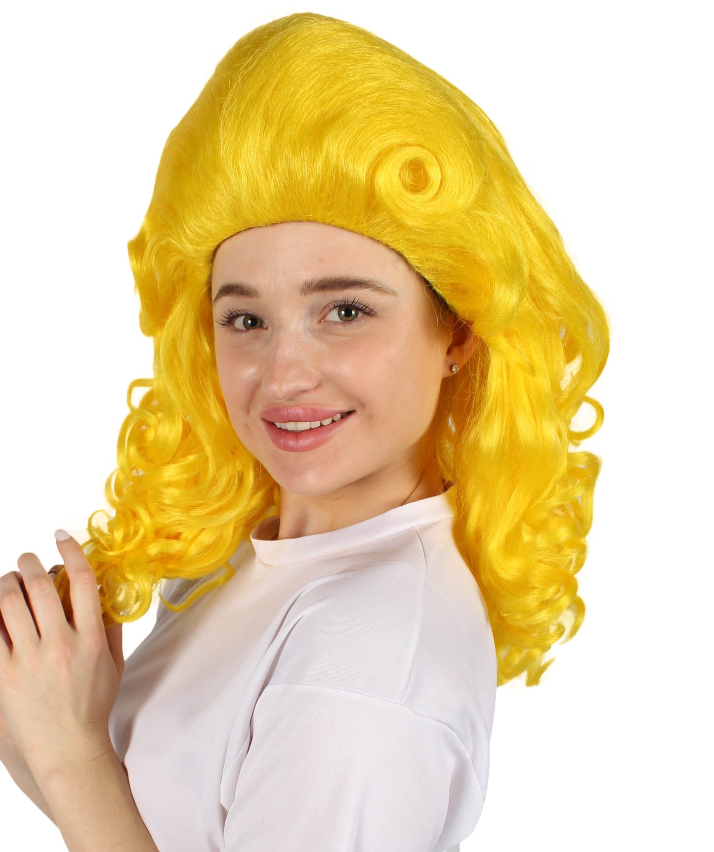 女性用トロールロングカーリーウィッグ イエロー H-5247_YL ファンシースタイル プレミアムハロウィンパーティーウィッグコレクション