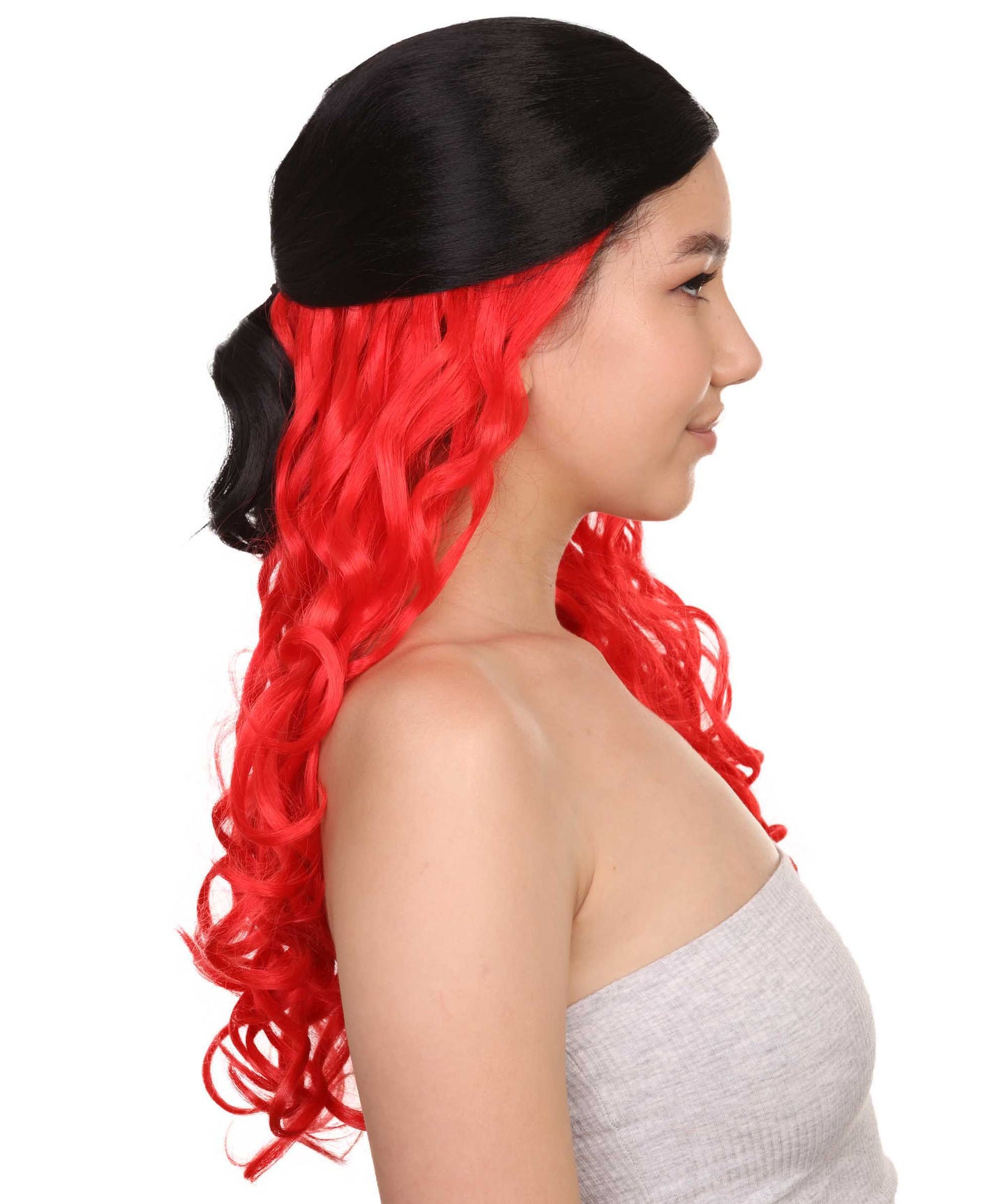 Wigs2youハロウィンパーティープレミアムレディースH-1935 着けやすい 非常に快適 黒と赤のロングウェービーウィッグ