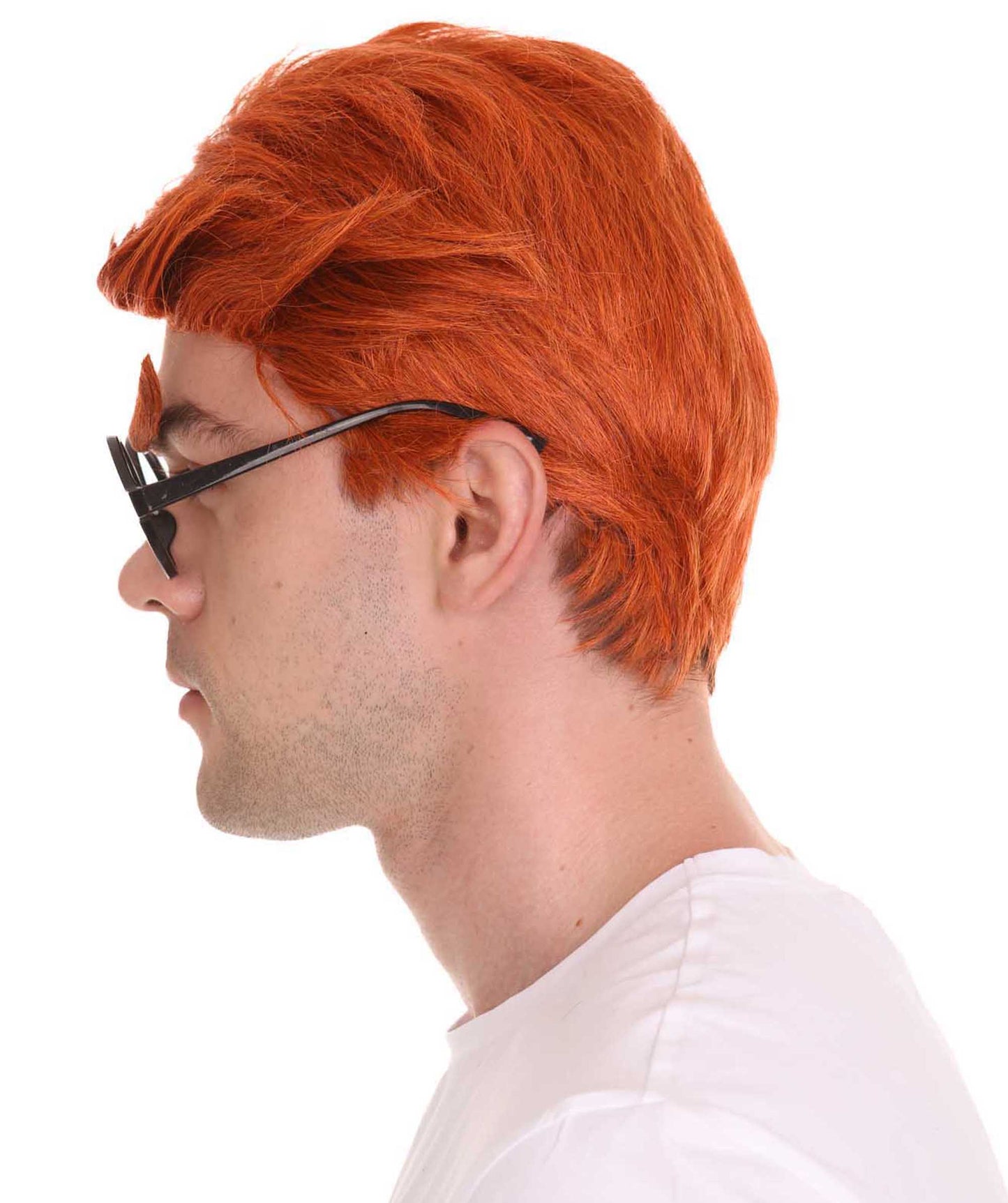 ハロウィンパーティープレミアム H-4853 男性用ショートファニーウィッグ、眼鏡付き