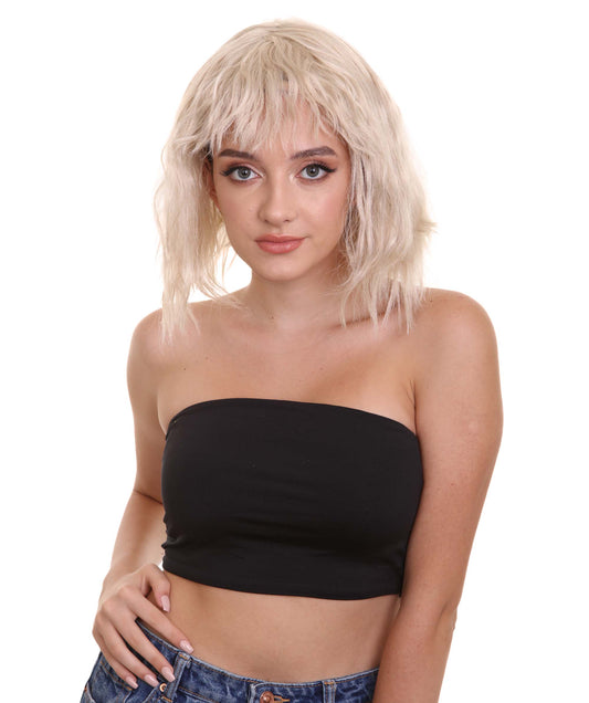 ハロウィンパーティ プレミアム H-5229 女性用 ショルダーレングス バング ウェービーコスプレウィッグ ブロンド