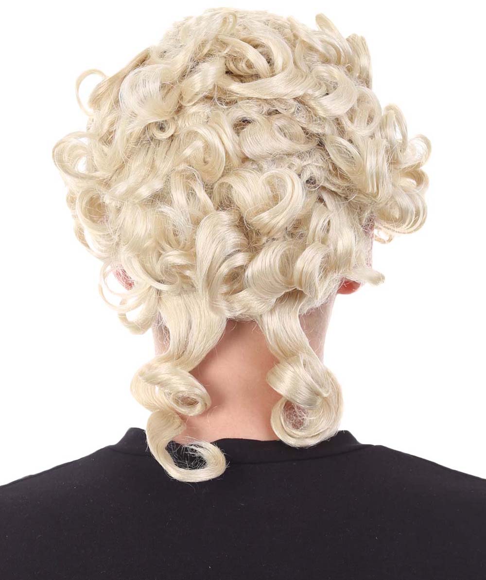 男性用コロニアル裁判官ブロンドウィッグ H-4305 プレミアム通気性キャップレスキャップ