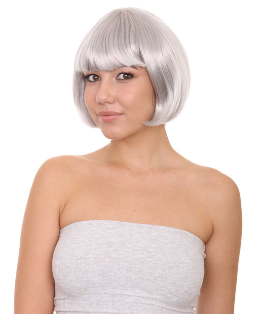 レディース ショート ボブ グレー ウィッグ H-3286 ファンシーコスプレ ハロウィン ウィッグ プレミアム 通気性のあるキャプレスキャップ