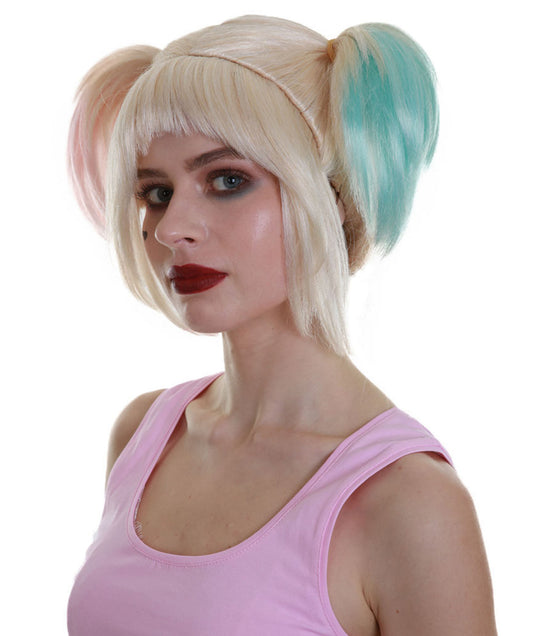 ハロウィンパーティープレミアム H-5289 女性用 マルチ ストレート ショルダーピグテイルズレングス トレンディ ファビュラスヴィランウィッグ マルチカラー