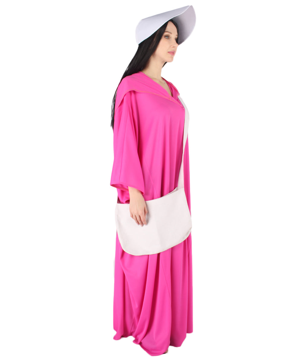 女性用 JCP-068_8 フクシャ ローブ ハンドメイド コスプレ衣装とバッグ ボンネット付き