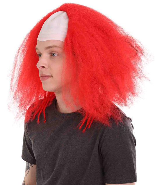 ハロウィーンパーティープレミアムメンズH-3628レッドボールドクラウンウィッグ