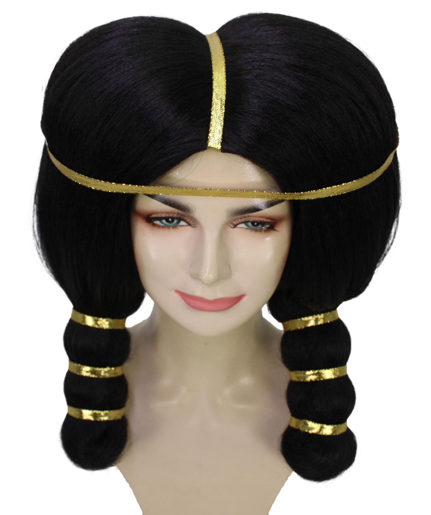 女性用 H-5867 古代エジプト ストレート ブラック ウィッグ ハロウィンに最適 難燃性合成繊維