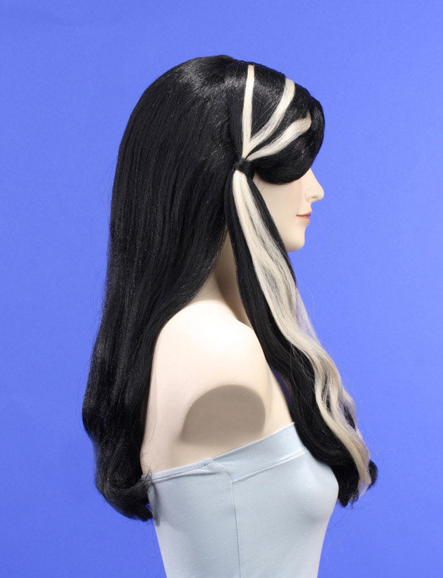 ハロウィンパーティープレミアムレディース H-176 ジェットブラック プラチナブロンドHL ファンシーキャラクターファッションウィッグ ソフト合成繊維