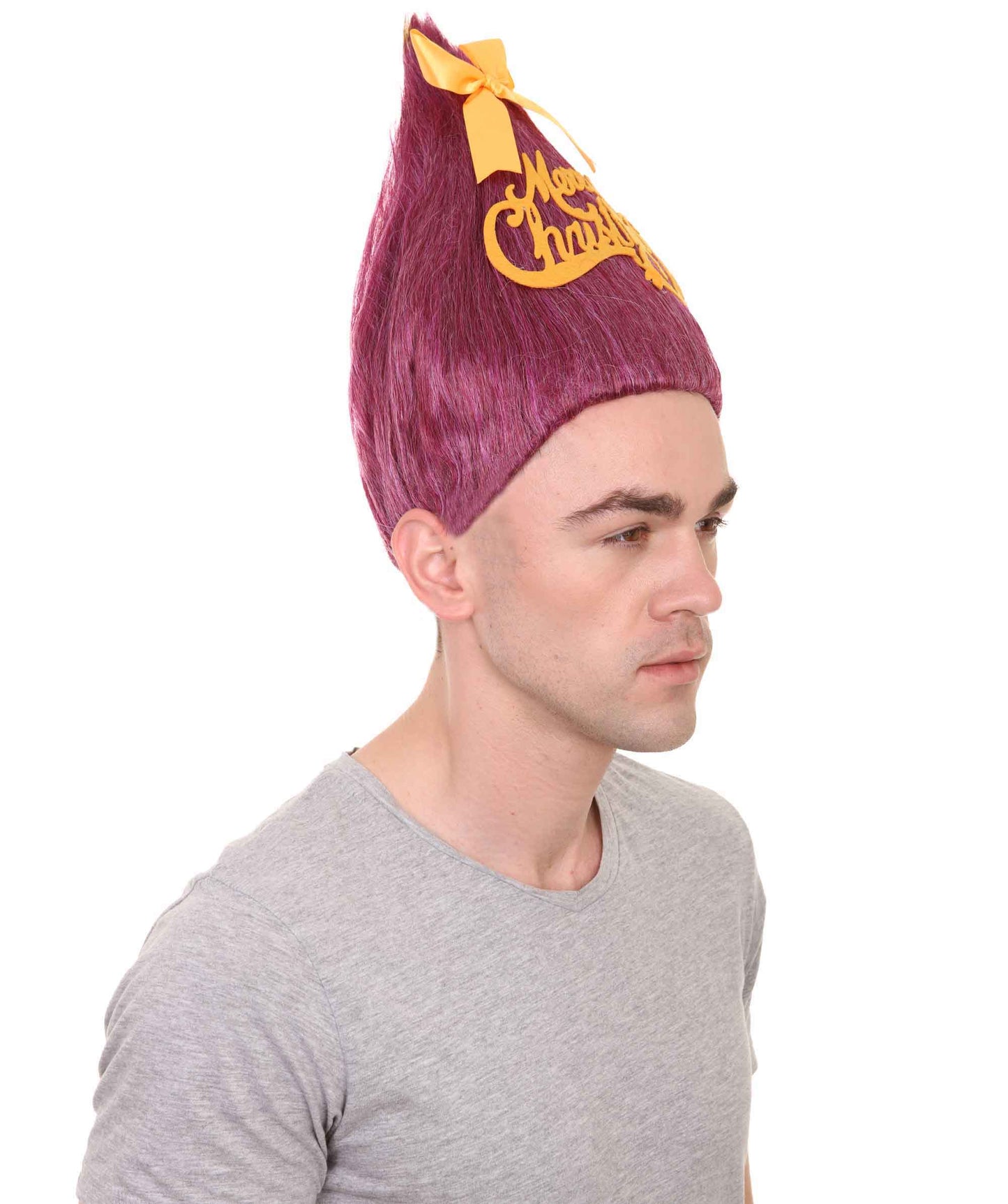 男性用 パープル クリスマスツリー トロール ウィッグ H-2474 ハロウィンパーティー に最適