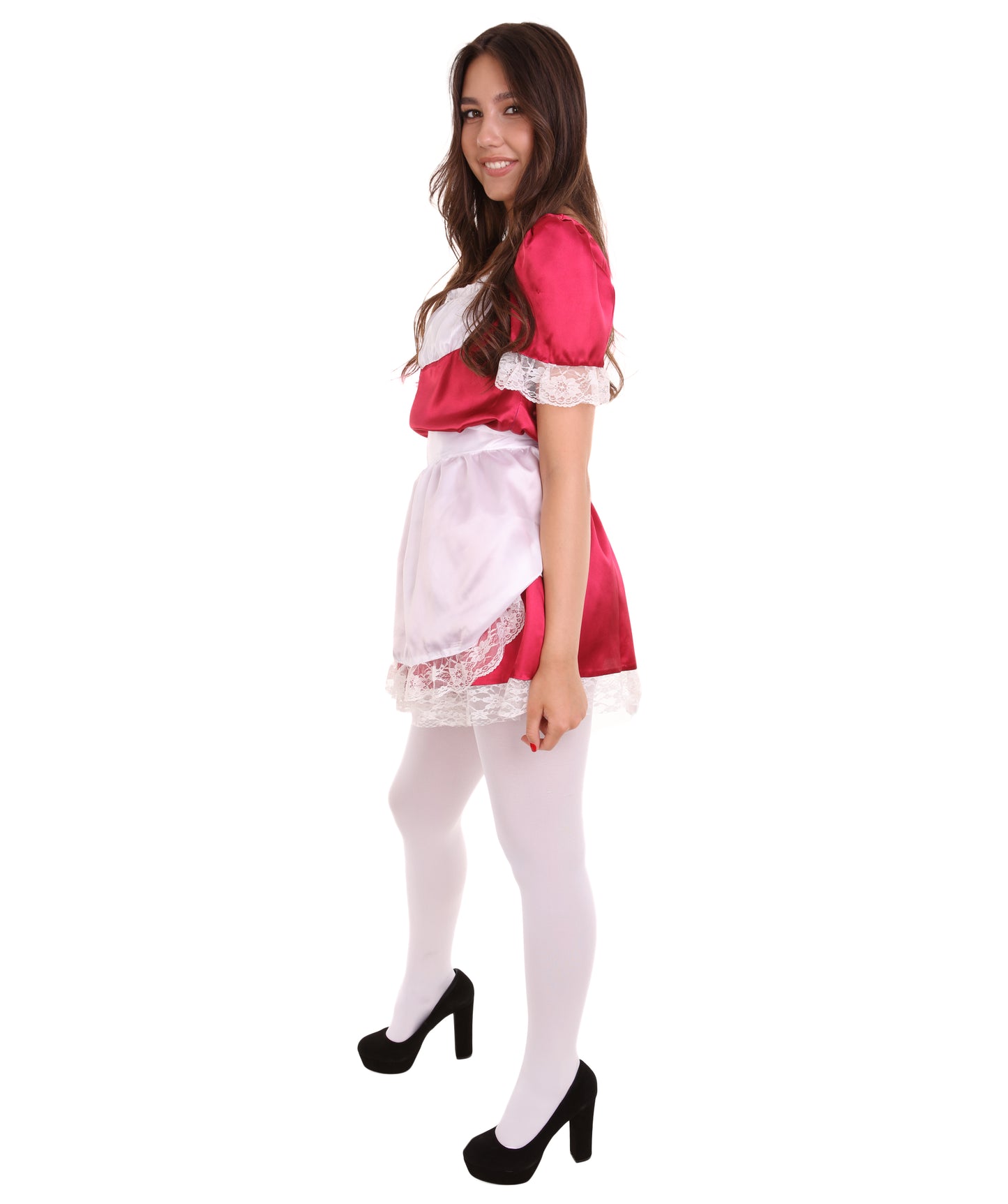 女性用 JCO-343_16 伝統的なメイドユニフォーム ダークレッド コスプレ コスチューム