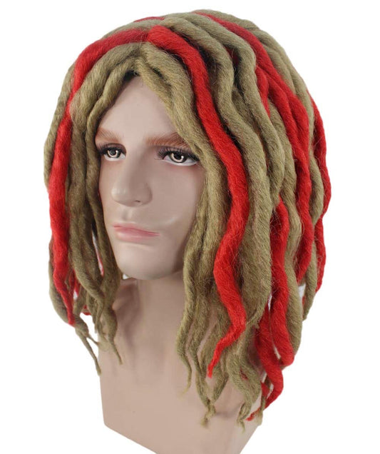 リル・ポンプ ミドル ドレッドロック レッド ブロンド ウィッグ H-4772 マルチカラー セレブリティウィッグ プレミアム 通気性抜群 キャップレスキャップ