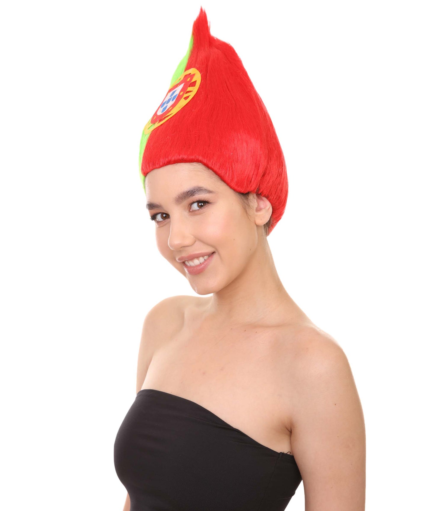 女性用 コスプレウィッグ ポルトガルフラッグ トロールスタイル H-3990 プレミアム 通気性の良い キャップレスキャップ