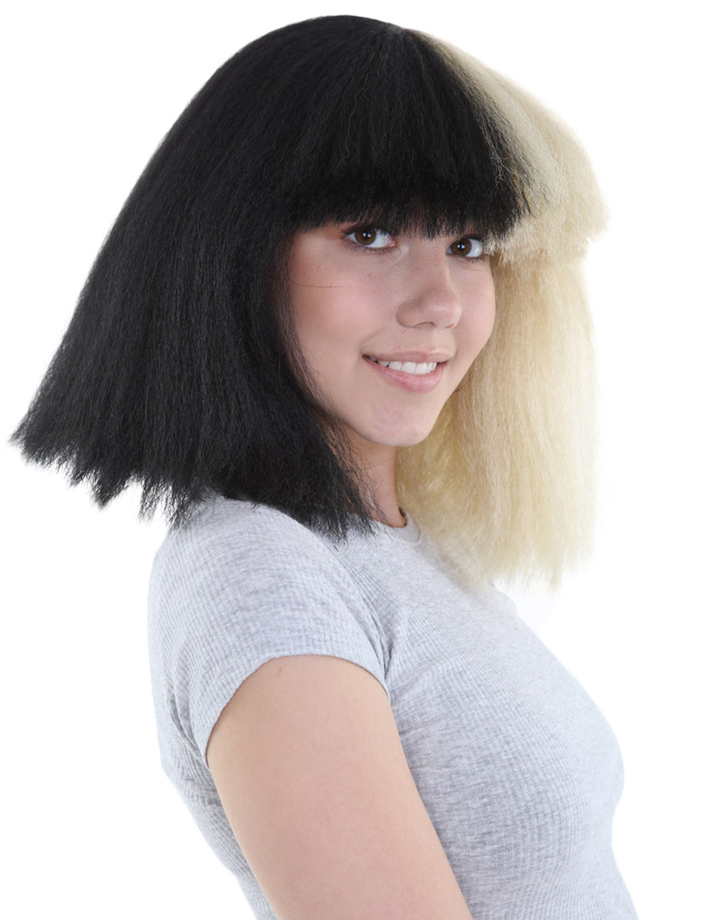 Wigs2you ハロウィンとパーティー プレミアム レディース H-490 SIA ブラックとブロンド ウィッグ Lサイズ