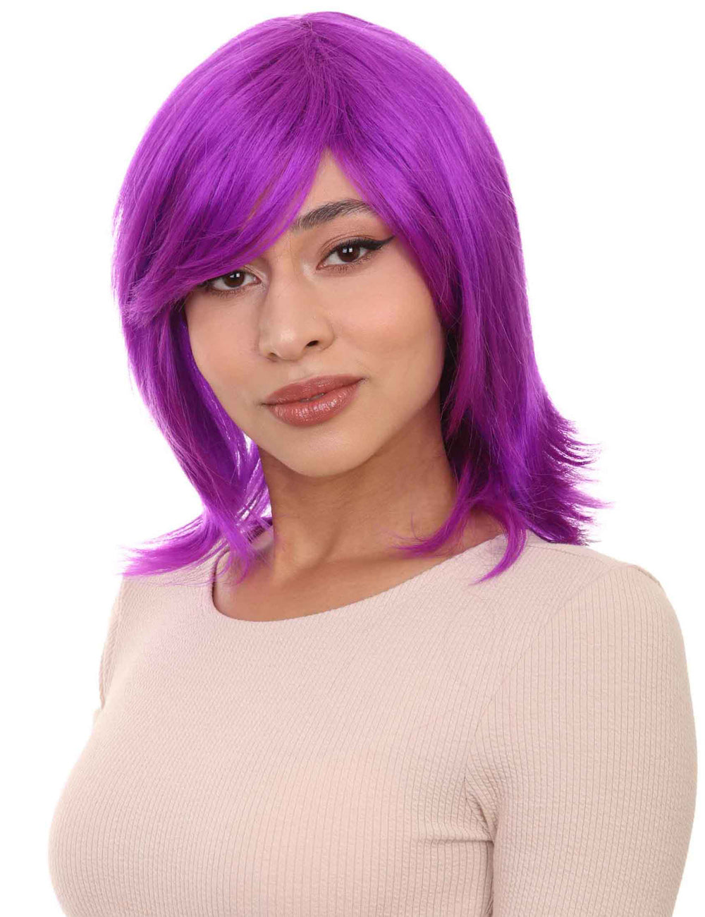Wigs2you ハロウィン パーティー プレミアム H-1432 簡単に着用でき 快適なフィット感の女性ショート ネオン パープル ウィッグ