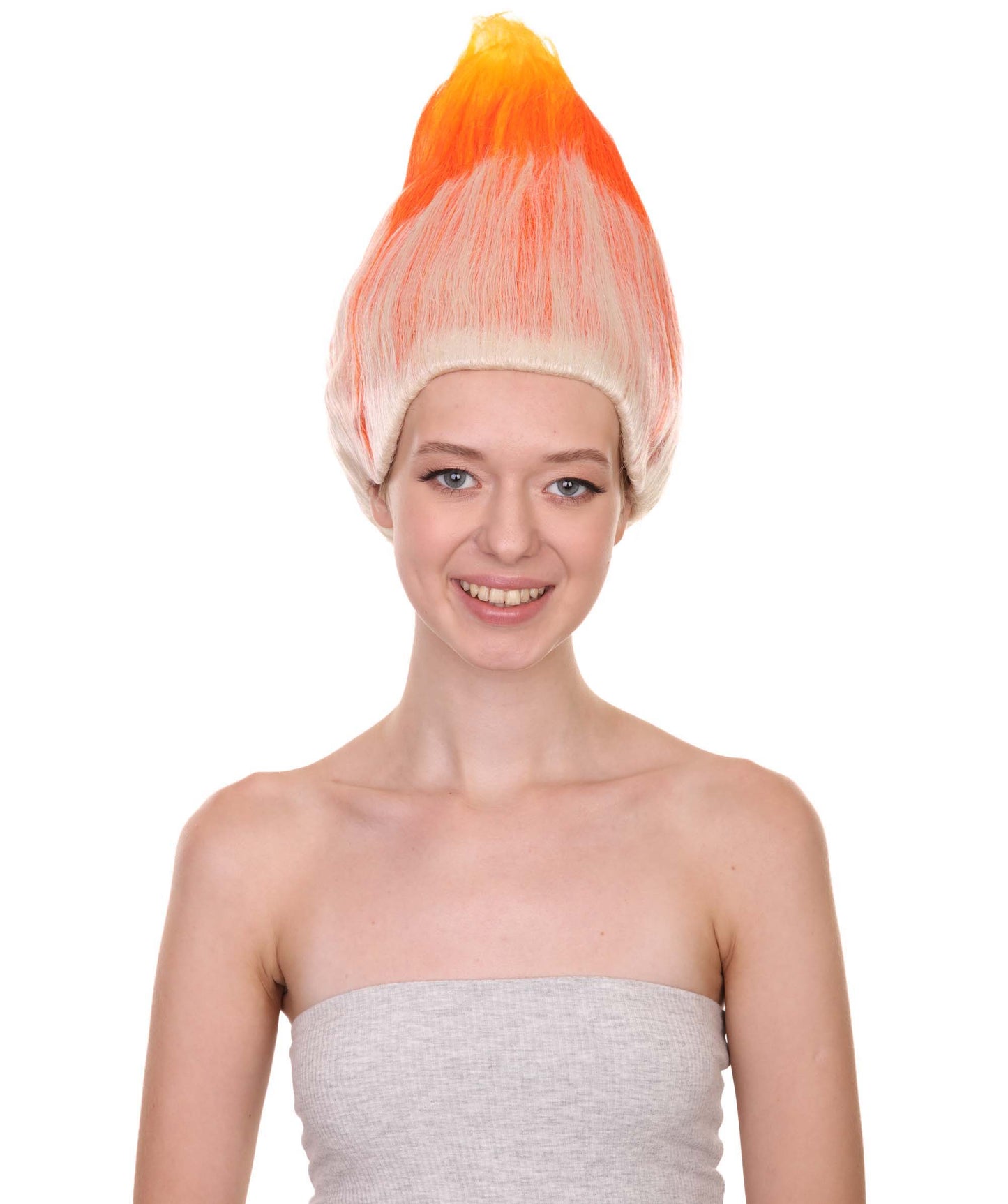 Wigs2you ハロウィンパーティープレミアム H-1800 着け心地が良い とても快適 女性用コスプレウィッグ オレンジとホワイト トロールズスタイル