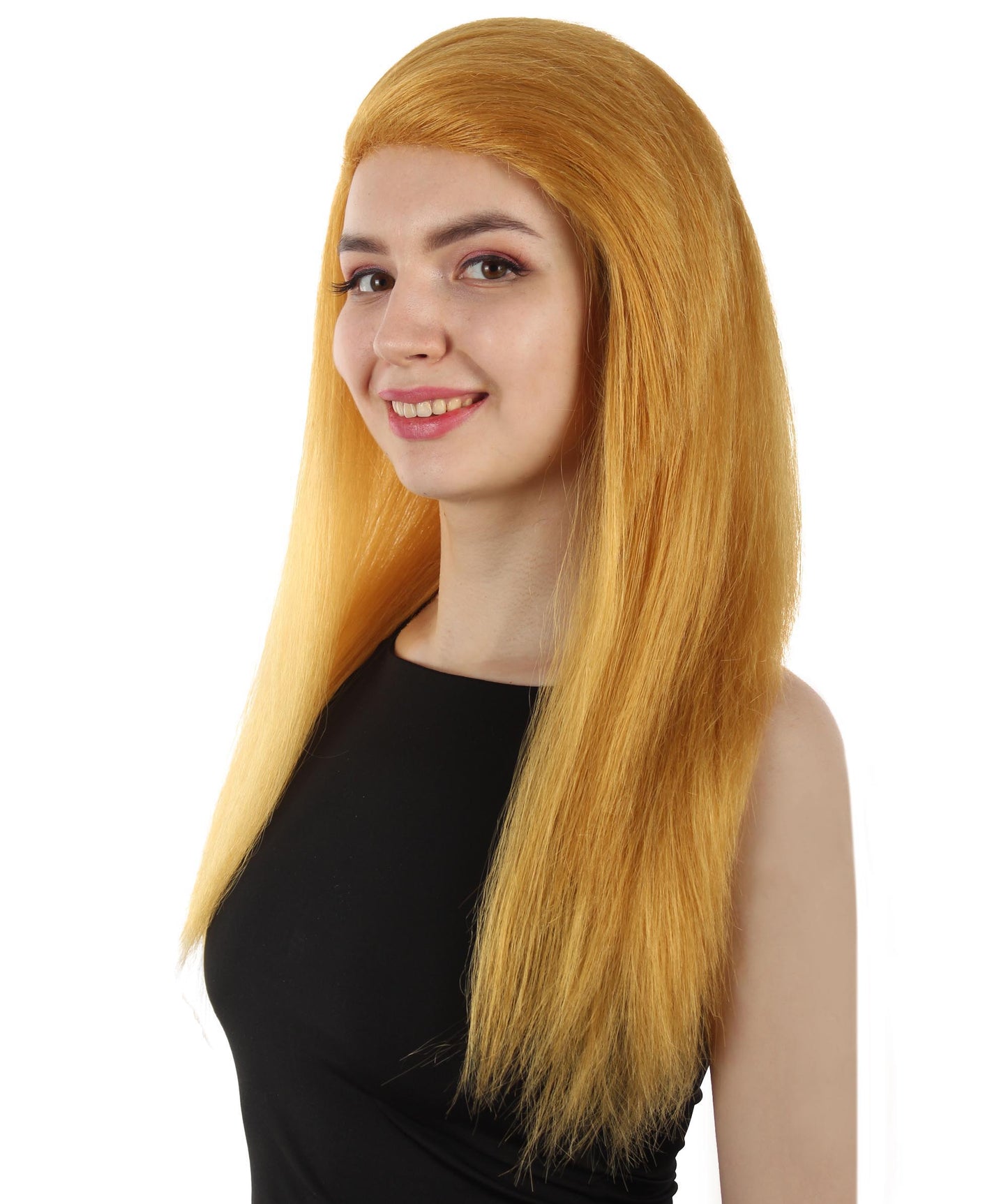 女性用ロングストレートサイドパートコスプレウィッグ ゴールド H-5220_6 ファンシースタイル プレミアムハロウィンパーティーウィッグコレクション