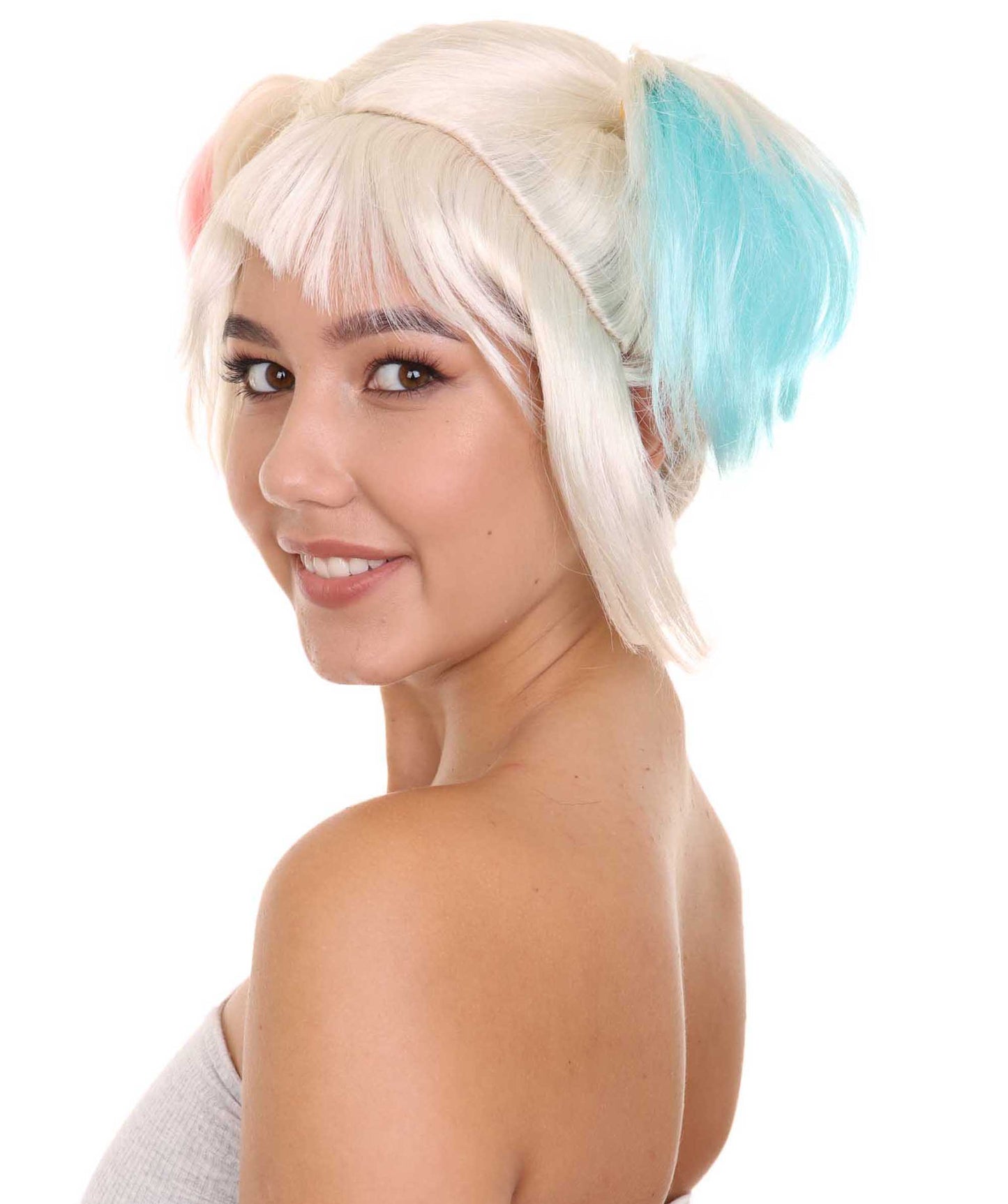 Wigs2you H-5240女性のマルチカラーストレートショートピッグテールウィッグ、プレミアム通気性Caplessキャップ