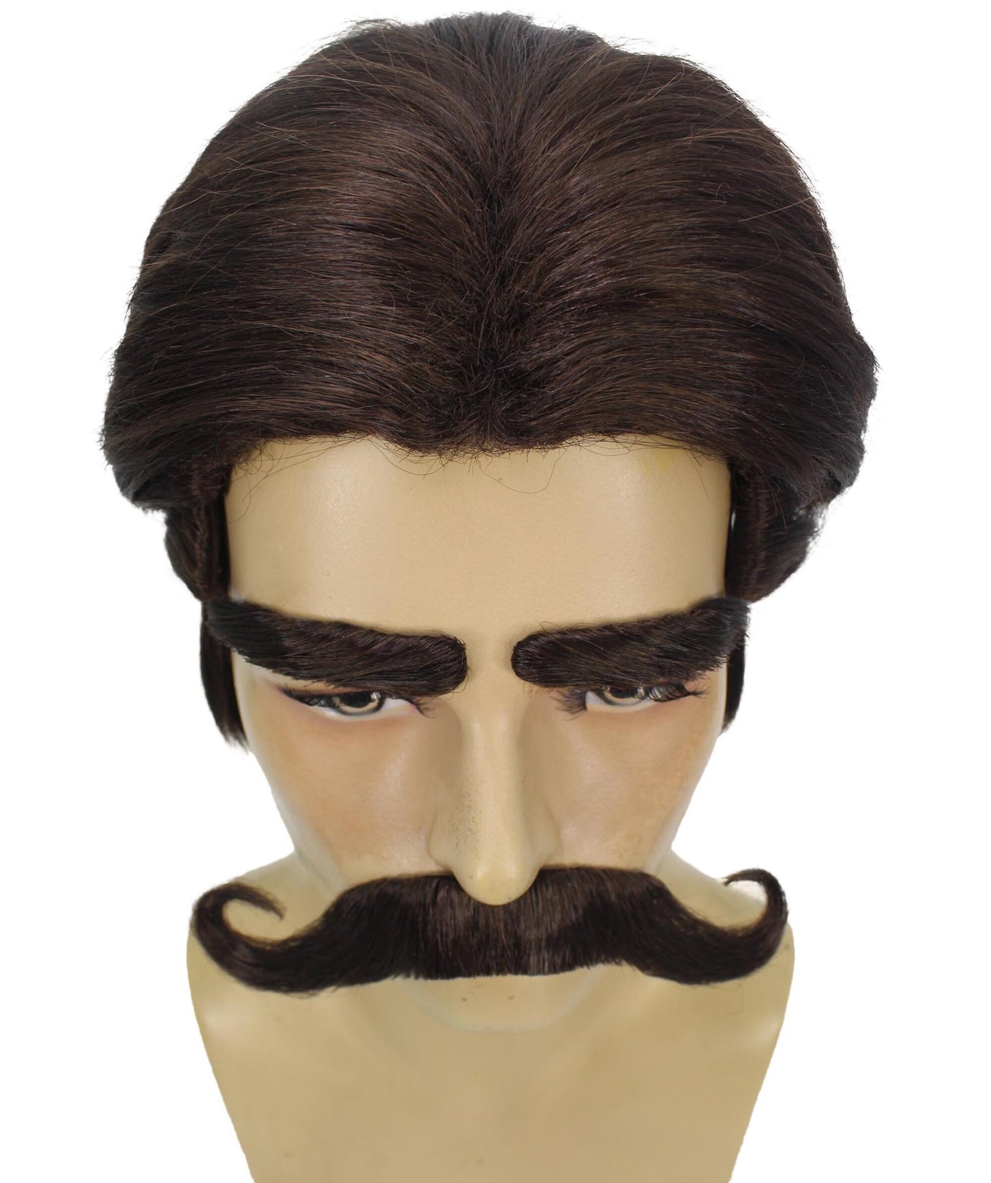 男性用 H-6154 ブラックウィッグ 眉毛と口ひげ付き ハロウィンやコスプレに最適 難燃性合成素材