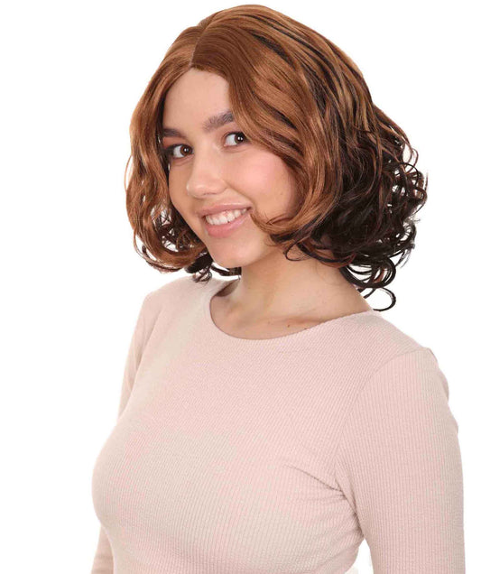ショートカーリーウェーブブラウンレディースウィッグ H-2851 ラグジュアリースタイル ハロウィンパーティープレミアムウィッグ