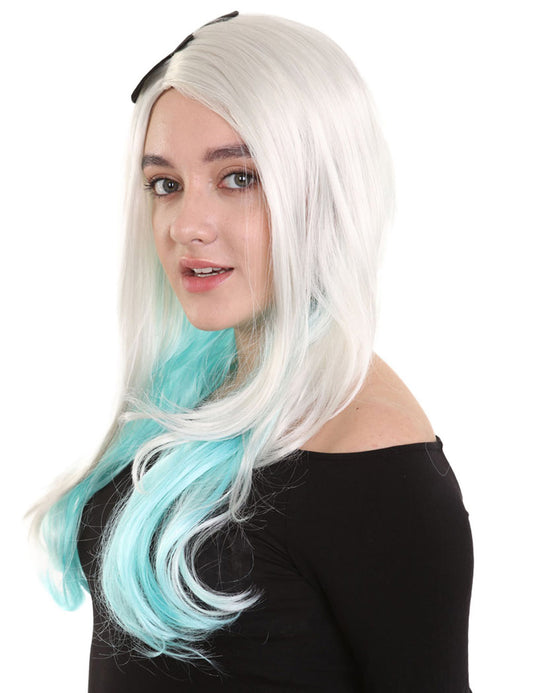 レディースウィッグ以来ずっと ブルー&ブロンドのセレブウィッグ プレミアム通気性キャップレスキャップ H-276