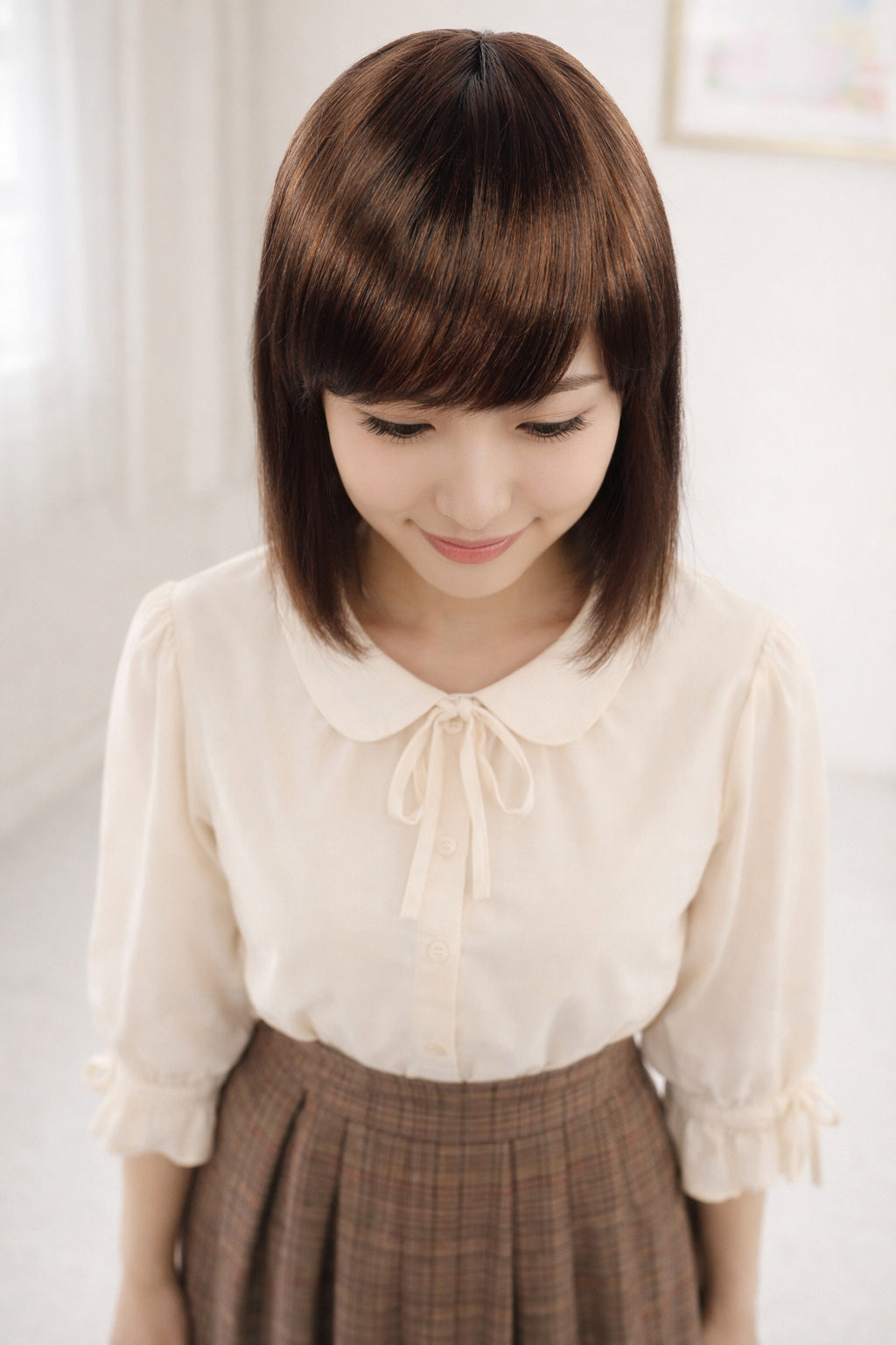 Wigs2you W-106 ミディアムウィッグ チャコール/オーバーンミックス 高品質フルウィッグ!和風女性用ウィッグ