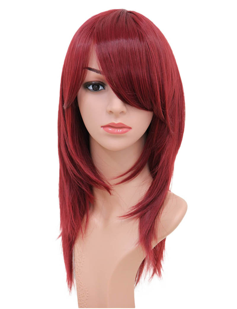 レディースファッション C-071 ロングストレート C-ワインレッド コスプレヒートスタイラブルウィッグ