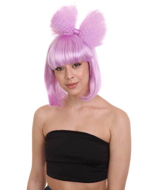 コスプレウィッグ レディガガ ボウ H-2818 パープル ポップスター ボウ付き ハロウィンパーティ プレミアムウィッグ