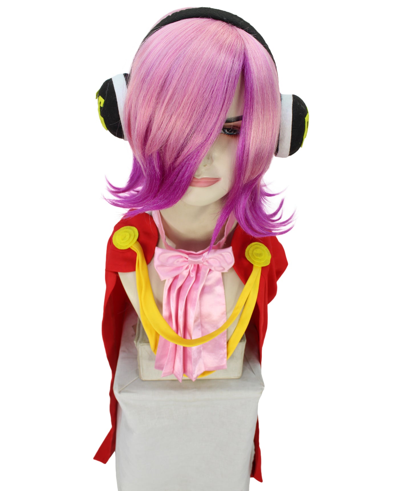 女性用 H-5984 日本のマンガ ピンク プリンセス ウィッグ イヤホン付き ハロウィンに最適 難燃性合成素材