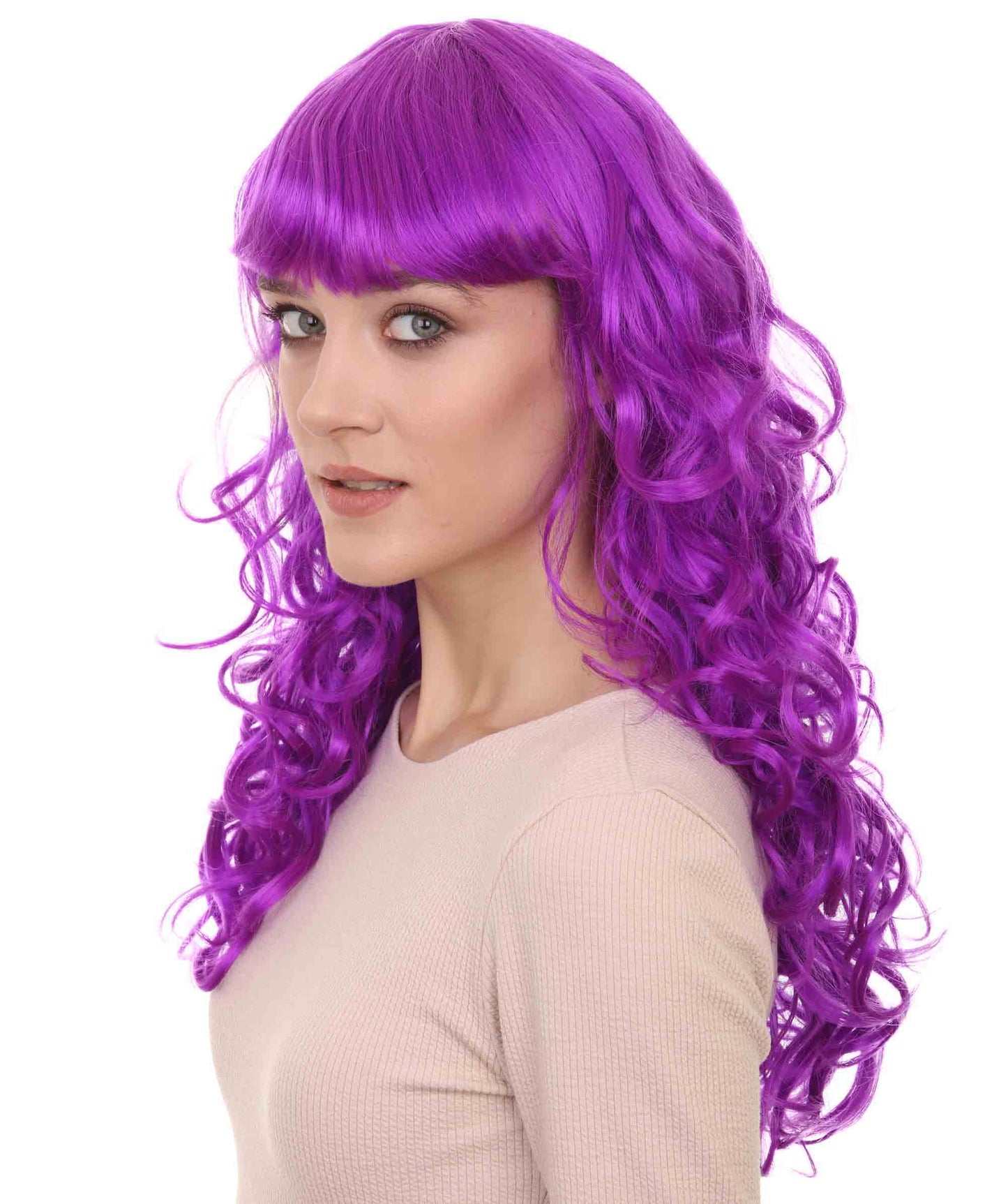 Wigs2you ハロウィン パーティー プレミアム H-844 バットマン 女性ジョーカー ウィッグ ネオンパープル色