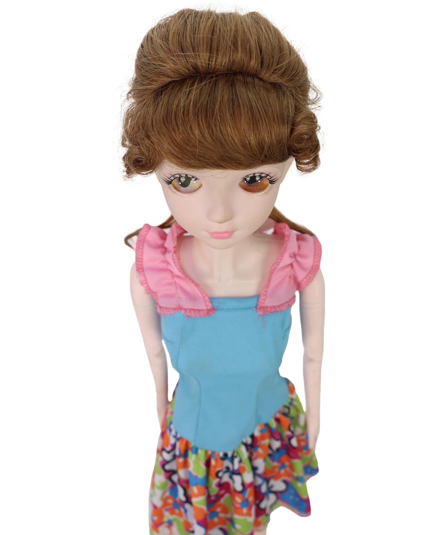 Wigs2you WD40-064 人毛ドールウィッグ、8インチBJDドール用、バーガンディ、難燃性人毛ショートヘア、調節可能なキャップレスフィット "