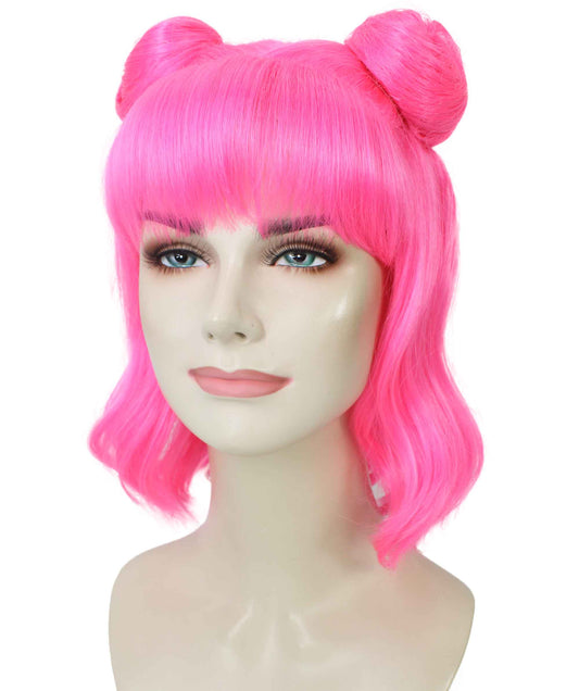 女性 18インチ シルキーな中程度のストレート長さ ディーバウィッグ ダークピンク H-5378_1 合成繊維の髪 バングス付き ハロウィーン パーティーウィッグ