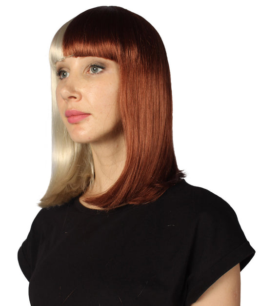 ハロウィンパーティープレミアムレディース H-4082 二色調ブロンド&ブラウンミディアムボブウィッグ