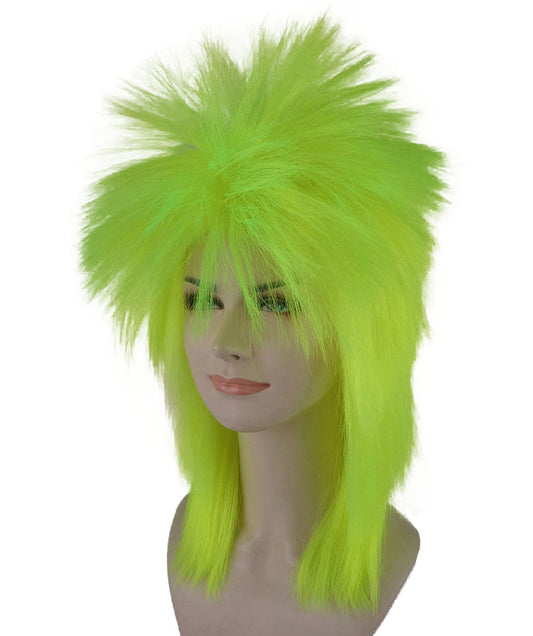 ハロウィンパーティープレミアム H-1337 80年代女性 ネオングリーン ロッカースタイルウィッグ