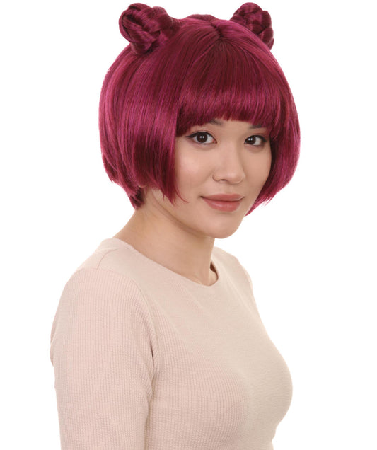 女性用アニメバンズウィッグ H-4620 ダークパープルバンズ コスプレパーティーウィッグ プレミアム通気性キャップレスキャップ