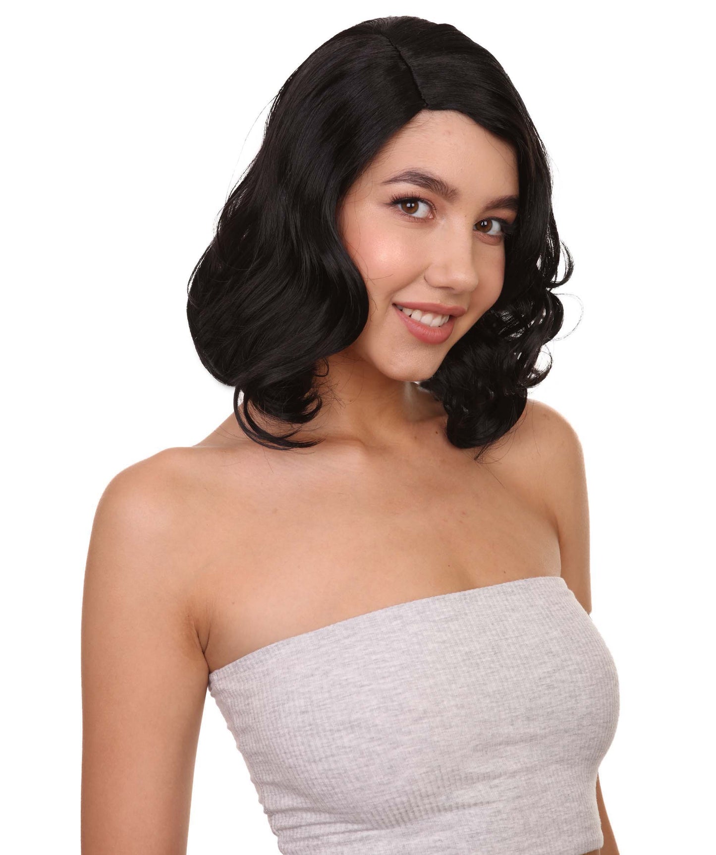 Wigs2you ハロウィン パーティー プレミアム 簡単に着用できる H-1137 とても快適なブラック カーリー レディ ウィッグ