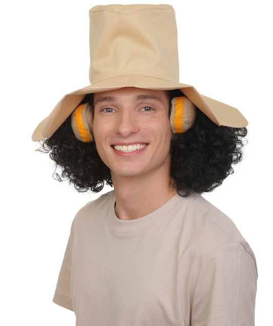 メンズ H-6058 日本のアニメスナイパーキャラクターブラックカーリーウィッグ 帽子キャップ付き ハロウィンに最適 難燃性合成繊維