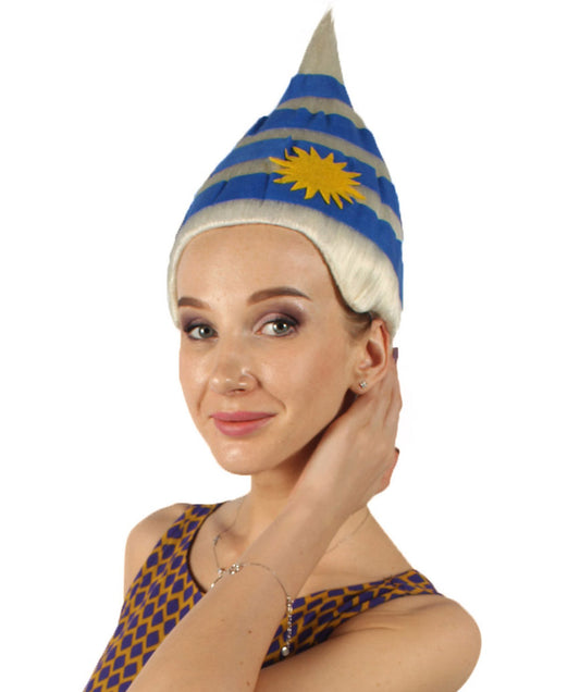 女性用コスプレウィッグ ウルグアイ国旗 トロールスタイル H-3989 国の誇り プレミアム通気性キャップレスキャップ