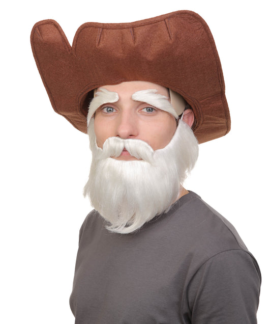 メンズ H-6054 アニメーション玩具 映画 ヴィンテージ プルストリング プロスペクター ラグドール ウィッグ ひげ 口ひげ 眉毛 ハロウィンに最適 難燃性合成繊維